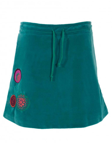 Jupe courte maille polyester brodée