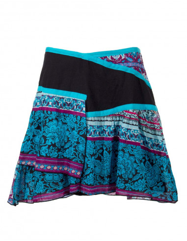 Cotton voile skirt with lining and indi print