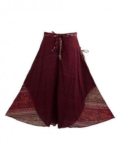 Cotton voile long skirt with lining and indi print