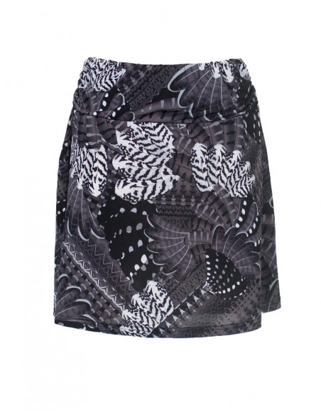 Knitted 96% polyester 4% spandex skirt with birds print