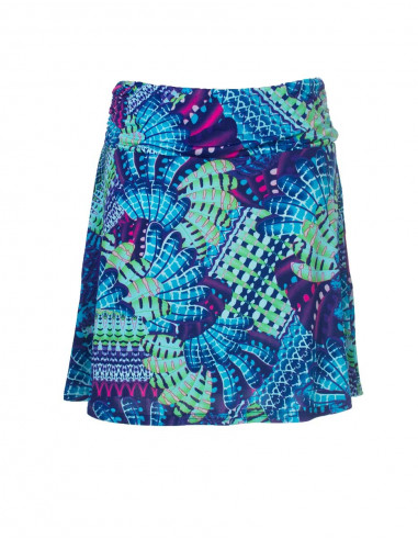 Knitted 96% polyester 4% spandex skirt with birds print