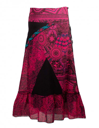 Cotton voile long skirt with lining