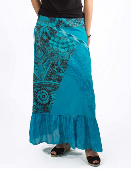 Jupe longue coton imprimé doublée