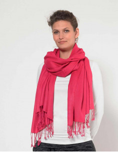 Rayon plain scarf with fringes