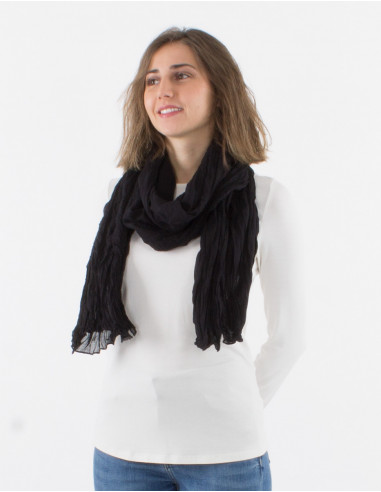 Cotton plain scarf crinkled