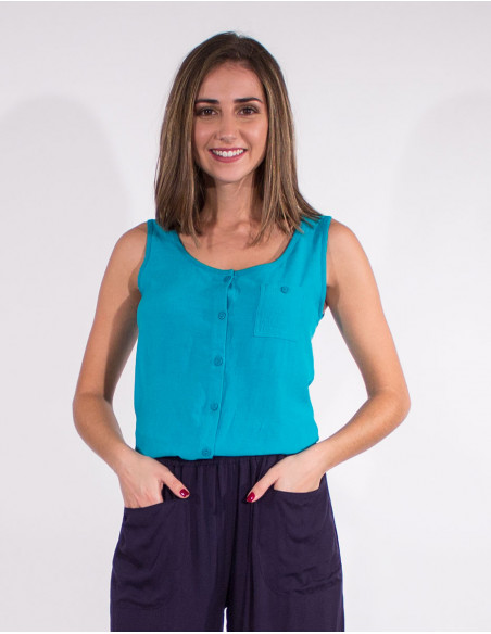 Chemisier 88% Viscose 12 % Lin Sans Manc