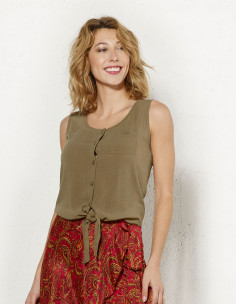 Chemisier 88% Viscose 12 % Lin Sans Manc 2