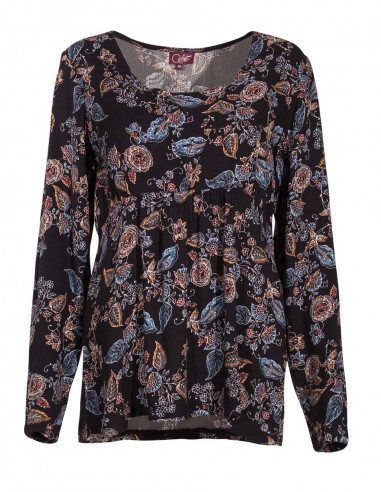 Rayon moss crepe blouse with long sleeves and jakarta print