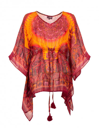 Chemisier Polyester Manches Courtes Impr