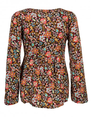 Rayon twill blouse with printemps print