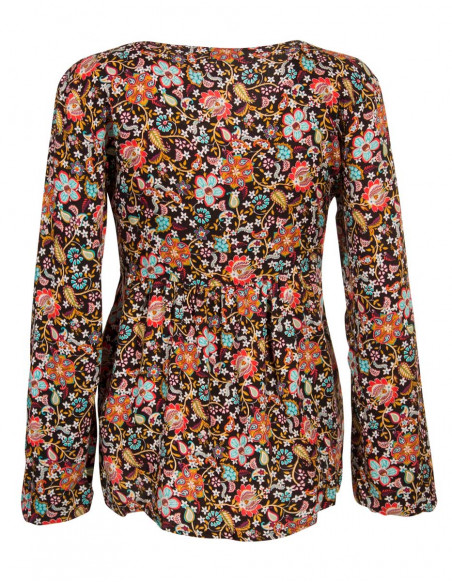 Rayon twill blouse with printemps print