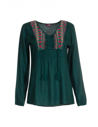 Rayon moss crepe embroidered blouse