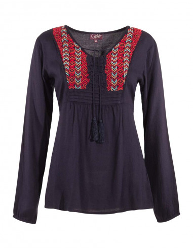 Rayon moss crepe embroidered blouse