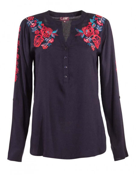 Rayon moss crepe embroidered blouse