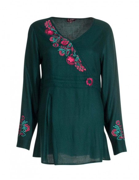 Rayon moss crepe embroidered blouse