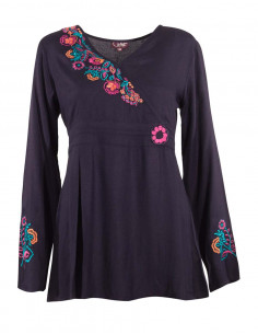 Rayon moss crepe embroidered blouse 2