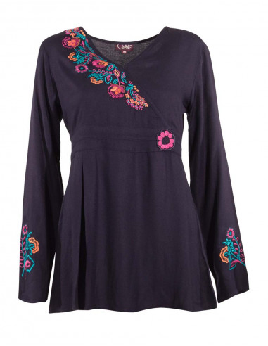 Rayon moss crepe embroidered blouse