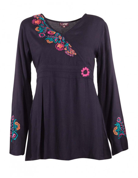 Rayon moss crepe embroidered blouse