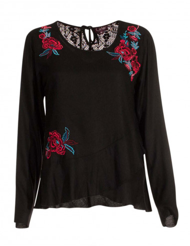 Rayon moss crepe embroidered blouse