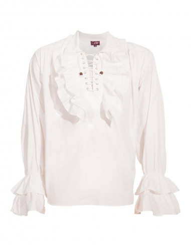 Chemise H. Coton Popeline Lacets Jabot