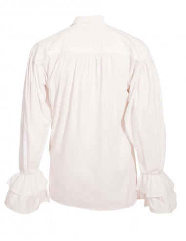 Chemise H. Coton Popeline Lacets Jabot