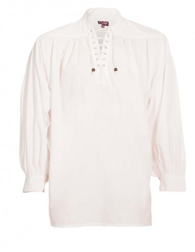 Chemise H. Coton Popeline Lacets Blanche