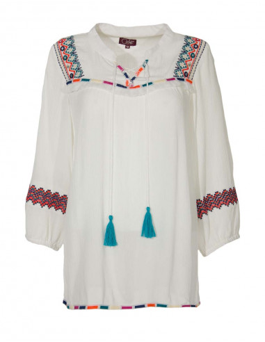 Rayon crepe blouse with 3/4 sleeves