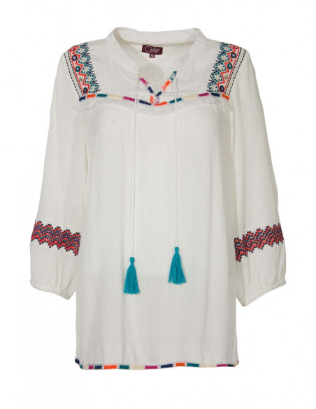 Rayon crepe blouse with 3/4 sleeves