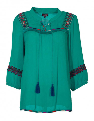Rayon crepe blouse with 3/4 sleeves