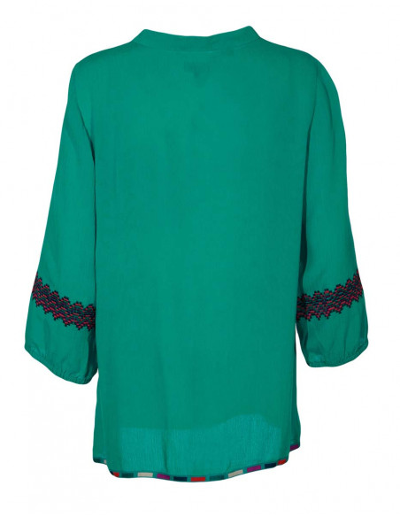 Chemisier Viscose Crepe Brode Manche 3/4