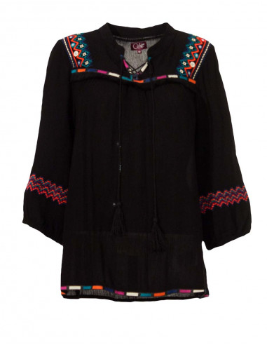 Rayon crepe blouse with 3/4 sleeves