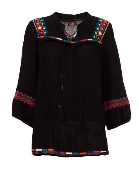 Rayon crepe blouse with 3/4 sleeves