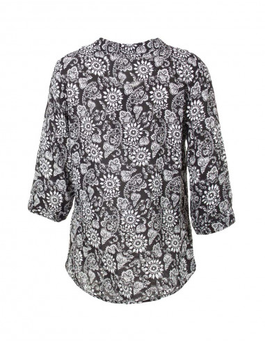 Rayon blouse with 3/4 sleeves and fleurette print