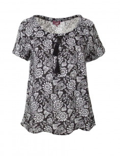 Rayon blouse with short sleeves and fleurette print 2