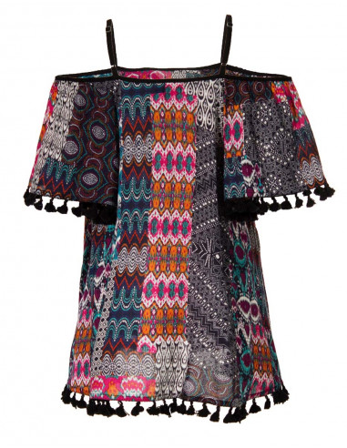 Chemisier Viscose Bretelles Avec Pompons