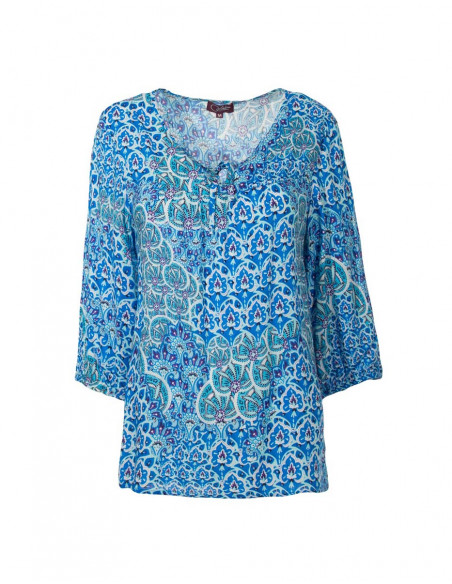 Rayon blouse with 3/4 sleeves with funny print