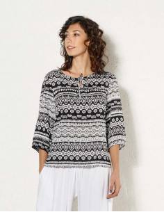 Chemisier Viscose Manches 3/4 Imprime No