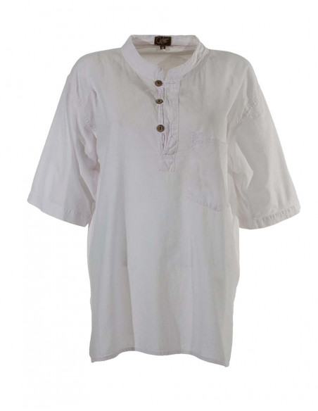 Cotton sw kurta plain blouse with short sleeves 3 buttons