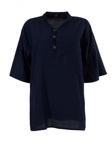 Cotton sw kurta plain blouse with short sleeves 3 buttons