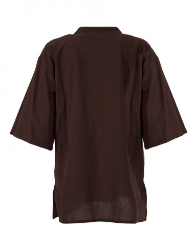 Cotton sw kurta plain blouse with short sleeves 3 buttons