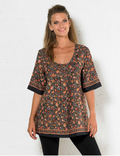 Chemisier Polyester Manches Courtes Sari