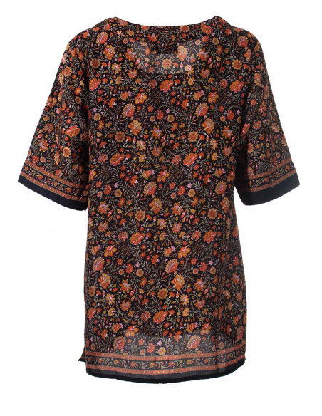 Chemisier Polyester Manches Courtes Sari