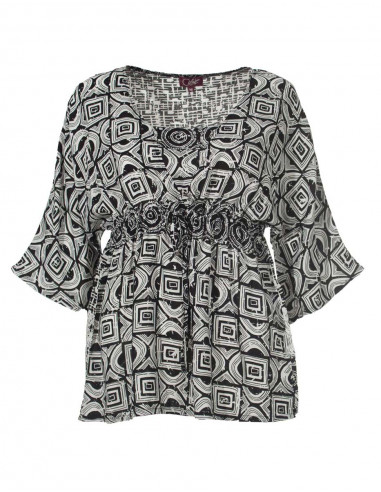 Rayon blouse with cubic print
