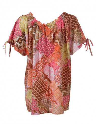 Rayon blouse whit short sleeves and safi print