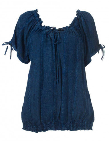 Rayon plain blouse with print sw