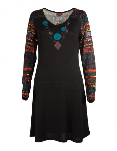 Robe maille col rond manches longues