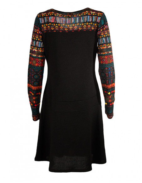 Robe maille col rond manches longues