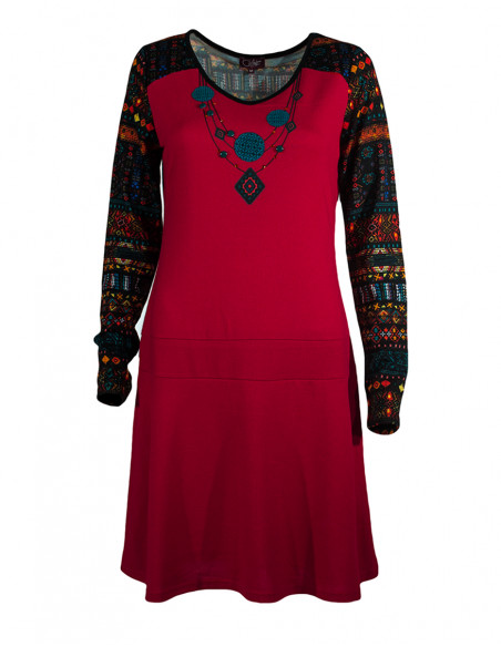 Robe maille col rond manches longues