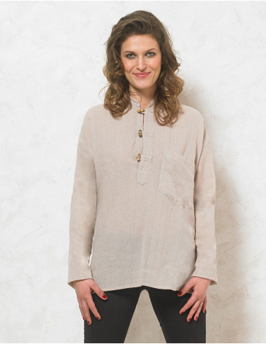 Cotton gent blouse with long sleeves