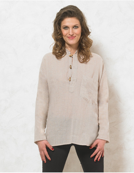 Cotton gent blouse with long sleeves